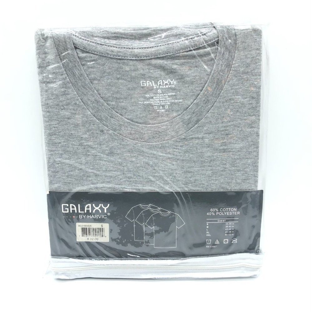 Galaxy by Harvic Mens Undershirt T Shirts 3 Pack Heathered Gray Size S